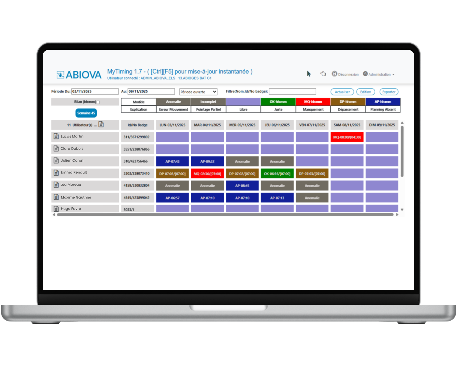 Logiciel MyTiming Cloud
